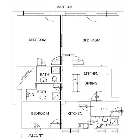 Apartmán Art Deco 3 Bedroom, 3 Bathroom, Balcony